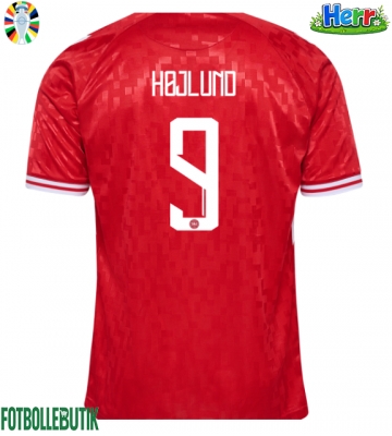 Danmark Rasmus Hojlund #9 Hemmatröja EM 2024 Kortärmad